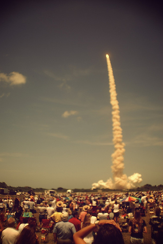 Rocket Launch Crowd Landscape Photography